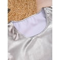 thumbnail image 5 of iEFiEL Womens Metallic Curved Hem Crop Top Short Sleeve T-shirt Rave Party Club Dance Tops Silver A XL, 5 of 7