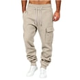 thumbnail image 2 of ersvoioy Cargo Sweatpants for Men with Pockets Casual Elastic Waist Drawsting Cinch Bottom Jogger Sweat Pants Solid Workout Trousers Outdoor Beige XL, 2 of 5