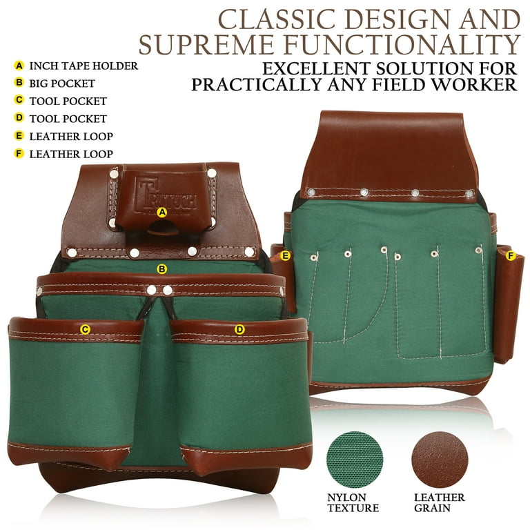 Trutuch Leather Tool Belt, 19 Pockets, Chocolate Color, Handyman Tool  Belt, Framers Tool Belt, Carpenter, Construction