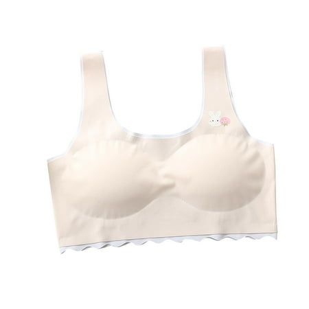 Girls Bras Silky Seamless Bra Cute Printed Padded Sports Bra Comfort Summer Cooling Bralette  Light Pink  14 Years
