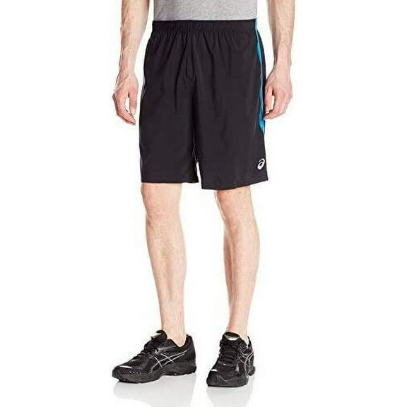 Asics Men's Shosha 9 inch Mesh Short, Black/Mediterranean, Large