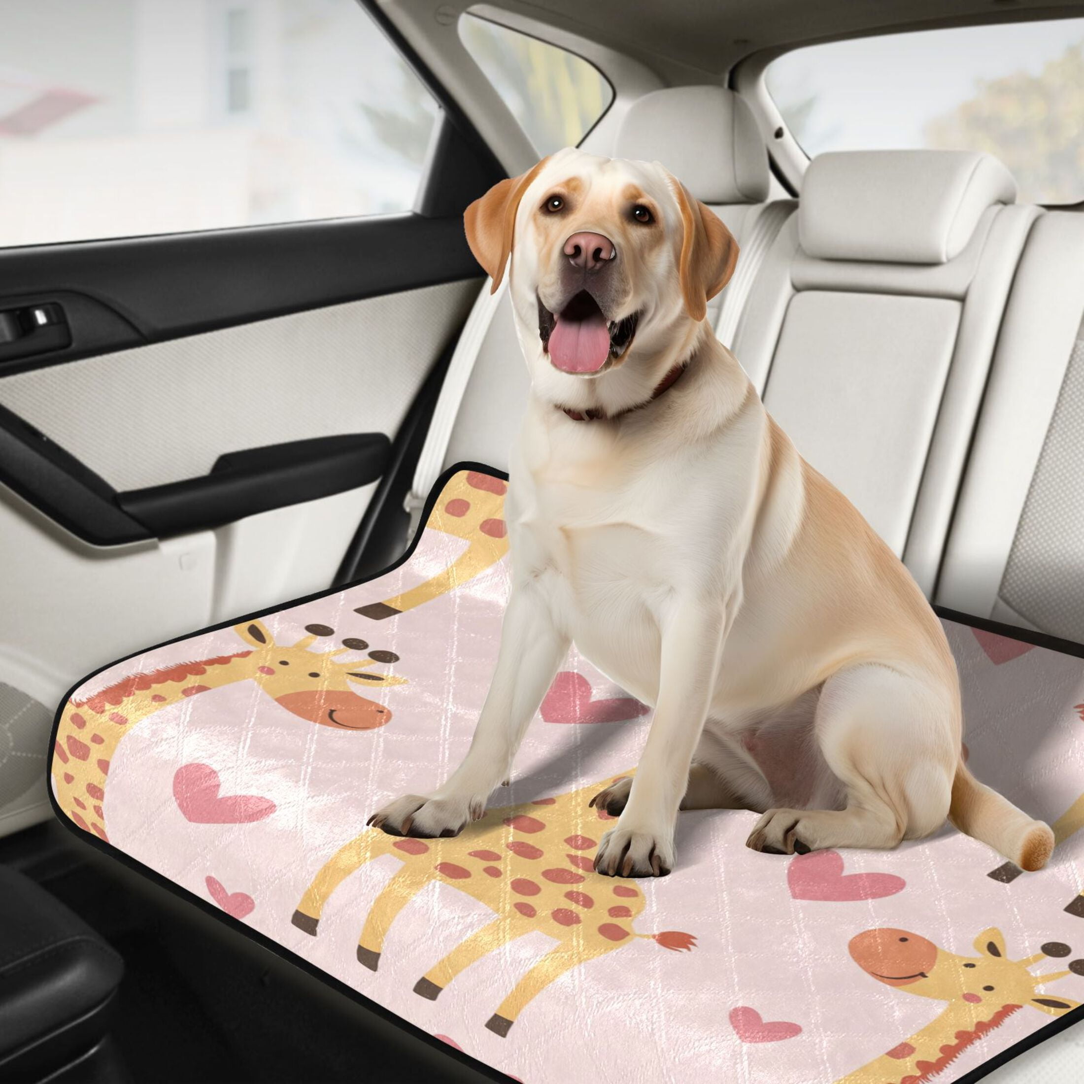 Qxltty Adorable Cartoon Giraffes Heart Pattern Cat litter Pads Pet Set of 2 Diaper Mats Center Anti-leakage Layer Absorbent Soft and Comfortable