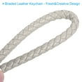 thumbnail image 4 of Braided Leather Keychain with Stainless Steel Key Ring, PU Woven Wristlet Lanyard, Cream, 4 of 5