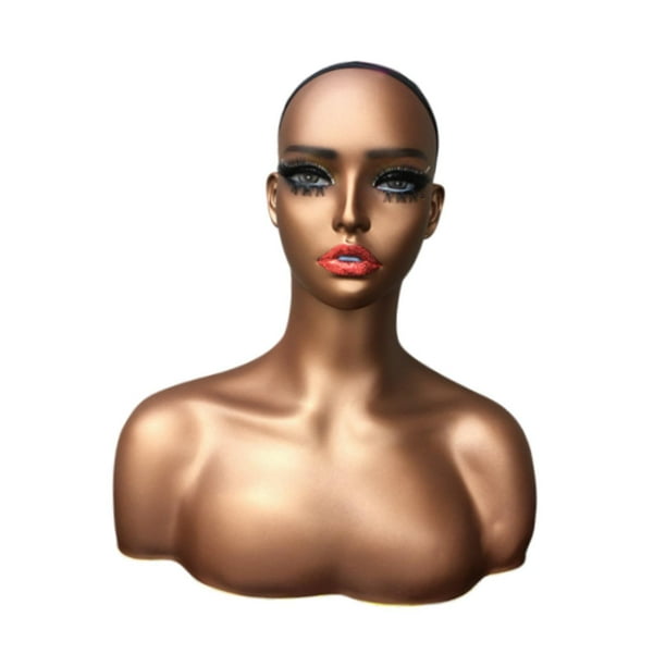Cabeza de maniquí femenino realista con hombros para peinado multifuncional. B