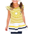 thumbnail image 2 of CYRBOKO Girls T-shirts with Flutter&nbsp;Sleeve, Casual Short Sleeve Crew Neck Striped Summer Tank Tops Yellow Size 9-10 T, 2 of 6