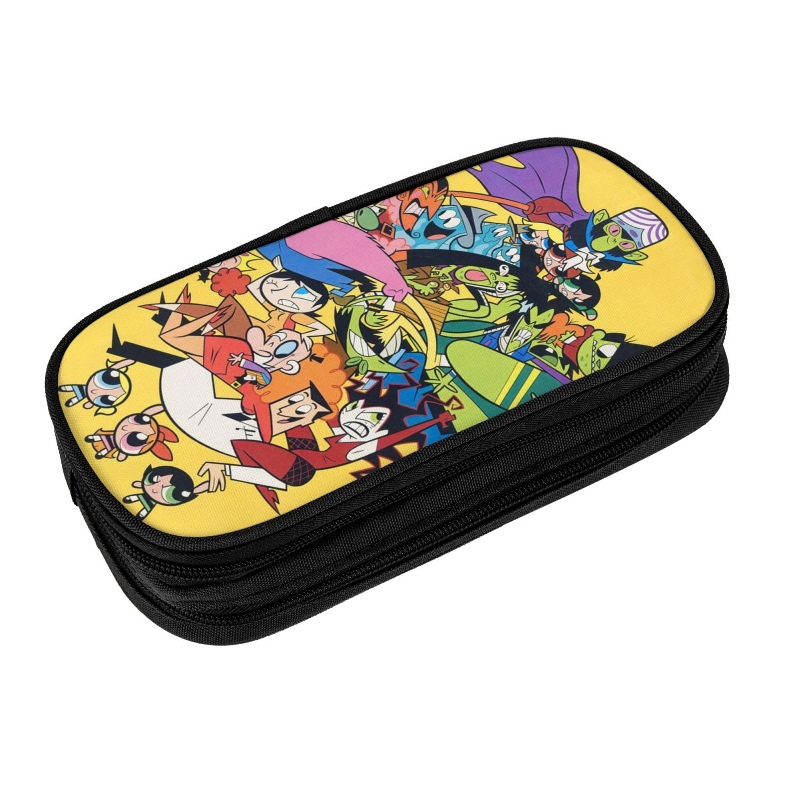 The Powerpuff Gi-rls Pencil Case Large Capacity Pencil Pouch Pen Bag Office Stationery Organizer Travel Makeup Bag Black