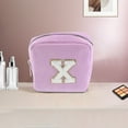 thumbnail image 5 of Unique Bargains 1 Pc Letter x Pattern Makeup Bag for Travel Pink Purple Corduroy, 5 of 6