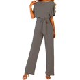 thumbnail image 4 of Pantalon Grand Femme Été Manches Courtes Combinaison Col Rond Taille Haute Combinaison Grand avec Ceinture Femme, 4 of 5