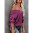 thumbnail image 6 of Asyoly Women's Off Shoulder Sweaters Bat Sleeve Solid Color Casual Loose Cable Knit Pullover Sexy Oversized Jumper Knitwear Tops, 6 of 6
