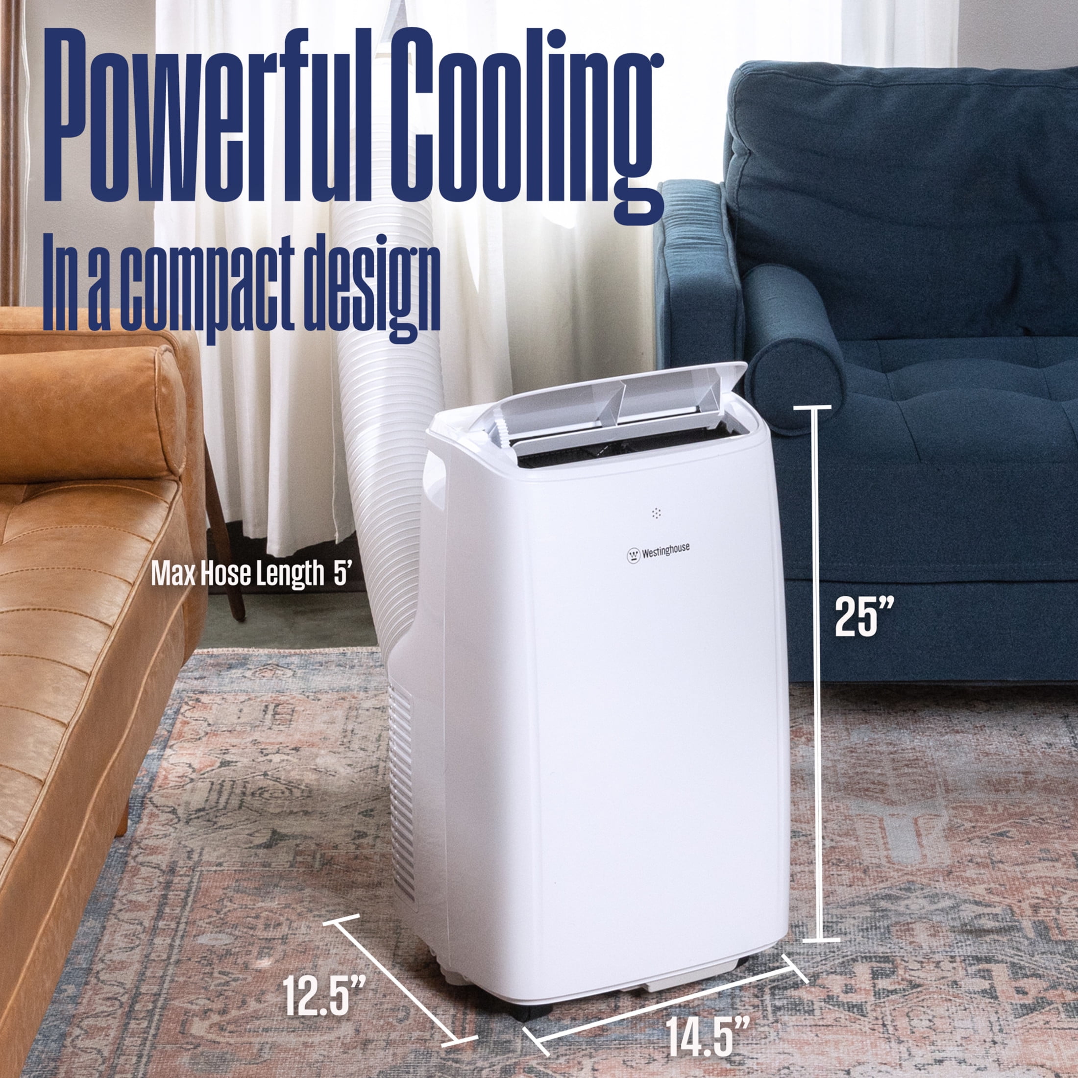 Westinghouse 12,000 BTU Portable Air Conditioner & Dehumidifier with Remote & Smart App, up to 550 Sq Ft