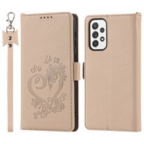 Allytech Wallet Phone Case for Samsung Galaxy A33 5G,Full Protection Embossed Leather Magnetic Flip Holder Card Slots Protective Cover,Gold