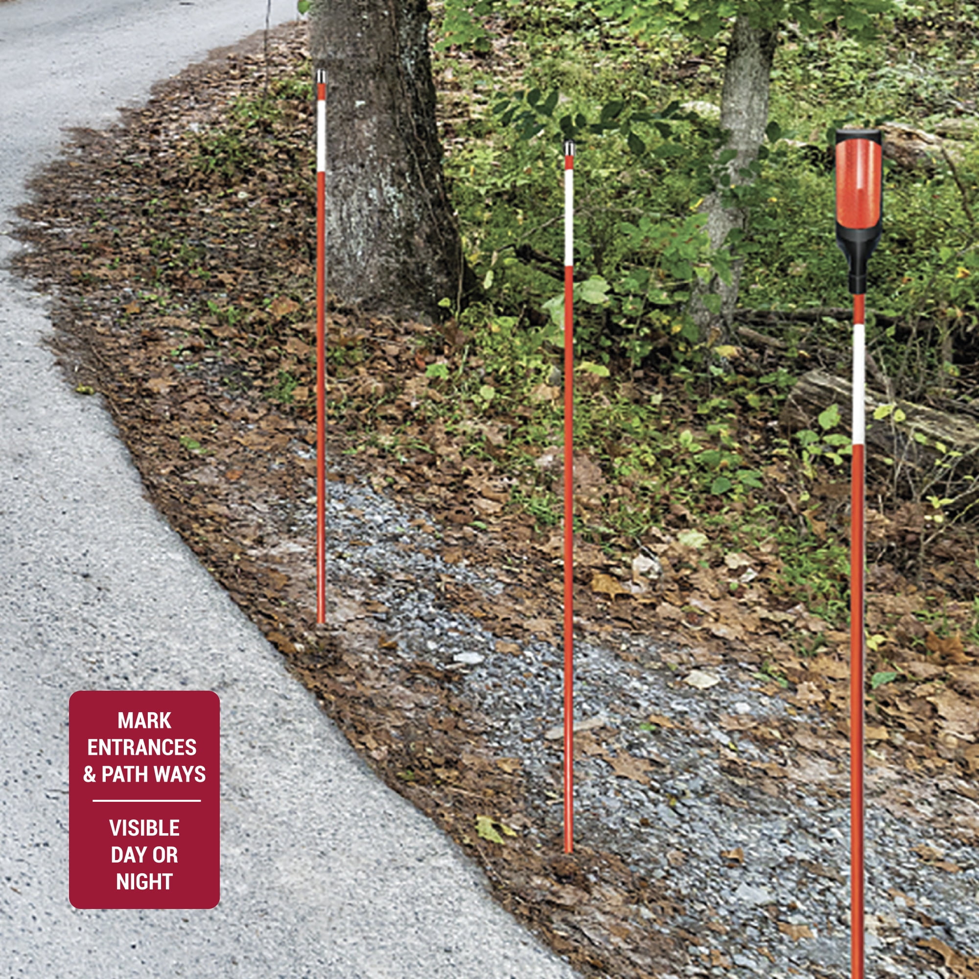 (4 pack) Platinum Series Driveway, Safety Marker Reflectors, Fiberglass with Reflector Caps, 8 Count, Orange