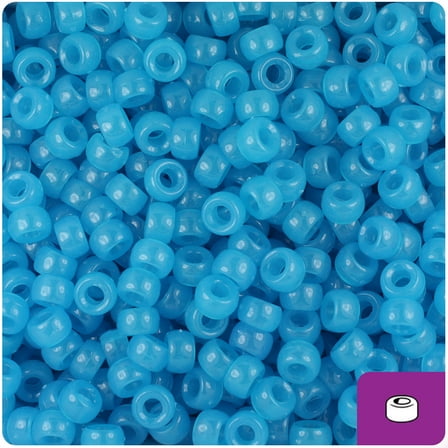BeadTin Blue Glow 6.5mm Mini Barrel Pony Beads (1000pcs)