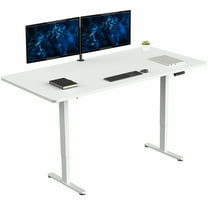 VIVO Electric Dual Motor 71” x 36” Standing Desk, White Top, White Frame