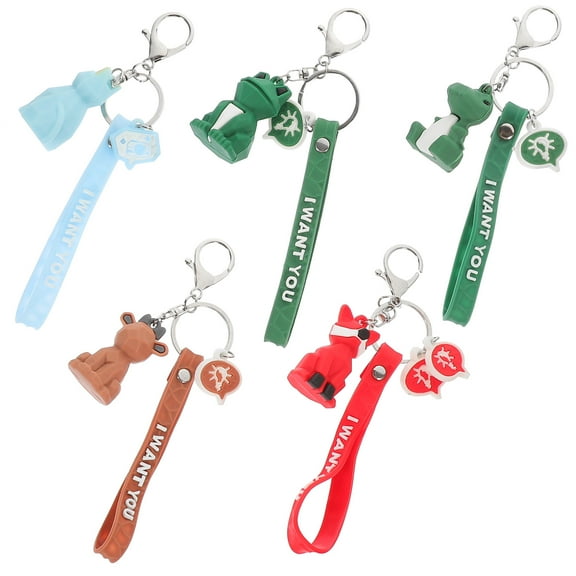 WORGEOUS 5pcs Key Chains Cartoon Animal Key Rings Backpack Key Pendants Purse Cute Hanging Ornaments