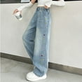 thumbnail image 5 of Teen Girls' Jeans Cute Jeans Girls Straight Leg Wide Leg Denim Jeans High Waisted Girls Jeans Baggy with Pocket Girls Size 11-12 Years Clothes, 5 of 9