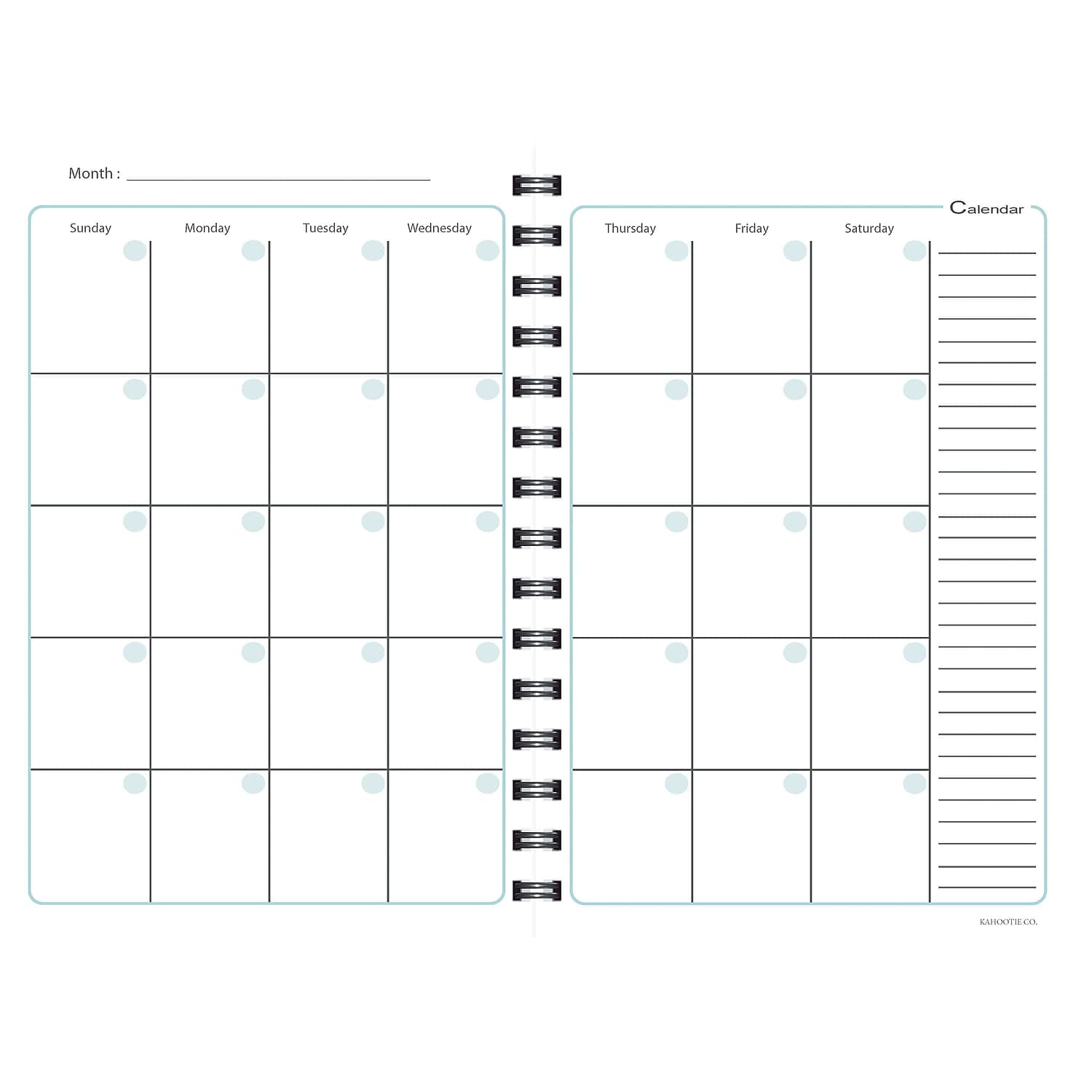 Kahootie Co. Kahootie Co Weekly Planner, 6-inch x 9-inch, Teal Polka Dot (ITKWTPD)