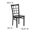 thumbnail image 5 of Emma + Oliver Black Window Back Metal Restaurant Chair - Walnut Wood Seat, 5 of 11