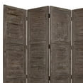 thumbnail image 2 of HomeRoots Decor Wooden 4 Panel Foldable Floor Screen with Textured Panels, Gray, 2 of 2