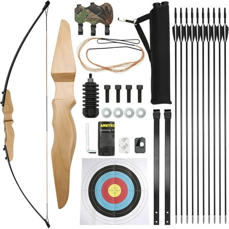 AME Archery Recurve Bow and Arrows Kits-30/40lb,with 10 Arrows ,Wooden Bow,for Adults and Youth Beginner,for Hunting,Training Practice & Competition