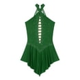 thumbnail image 5 of TSSOE Womens Adult Lyrical Dance Dress Sparkly Backless Ballet Leotards Modern Contemporary Dancewear Dark Green L, 5 of 7