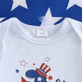 thumbnail image 5 of mgoYE Baby Boy Clothes 6-9 Months My 1st 4th of July Baby Boy Outfit Short Sleeve Dinosaur Romper Stars Pants Hat Set Newborn Fourth of July Clothes|White 12-18 Months, 5 of 9