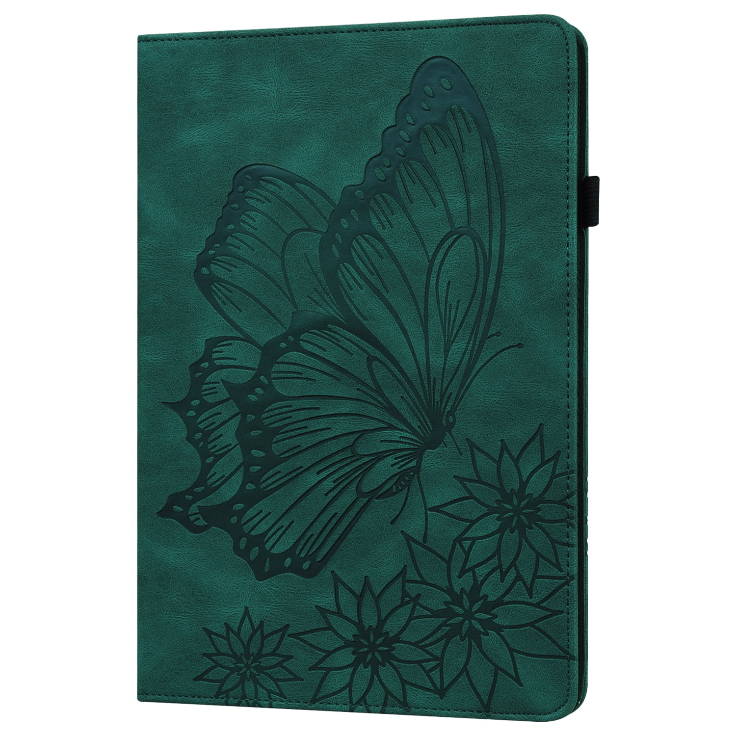 Allytechgroup iPad Air 13 Inch 2025 2024 Case, Stylish Big Butterfly Design PU Leather Smart Cover Auto Sleep Wake Pencil Holder Flip Stand Shockproof Bumper Case for Apple iPad Air 13" M3 M2,Green