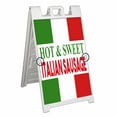 thumbnail image 1 of Hot & Sweet Italian Sausage (24" X 36") Deluxe A-Frame Signicade, Includes 2 Removable Panels & Stand, 1 of 4