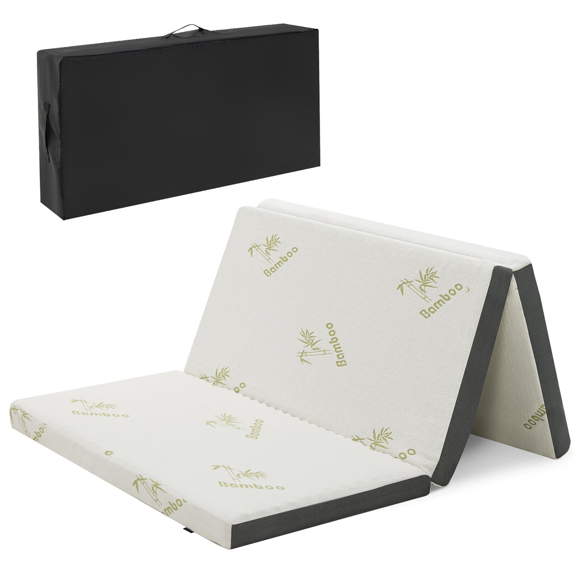 Gymax FULL 3'' Trifold Memory Foam Floor Mattress Topper Portable w