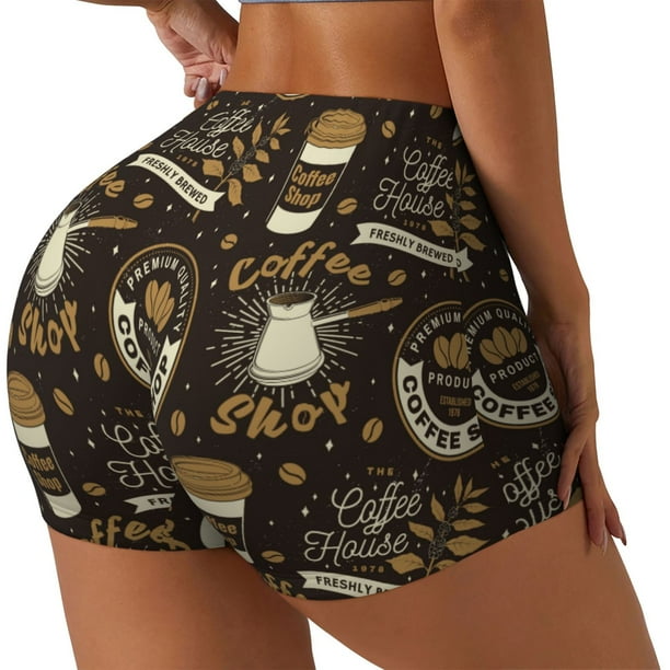 Fotbe coffee shop house Shorts Sin Costuras – Shorts Deportivos de Cintura Alta para Mujer, Elásticos para Gimnasio, Yoga, Running o Ciclismo-Large