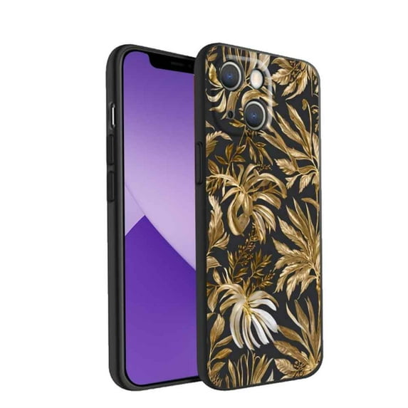 Botanical-Gold-Floral Phone Case, Degined for iPhone 14 Case Men Women, Flexible Silicone Shockproof Case for iPhone 14