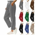 thumbnail image 6 of qucoqpe Womens Stylish Corduroy Pants with Side Pockets Casual Ribbed Elastic Waist Drawstring Sports Trousers, 6 of 6