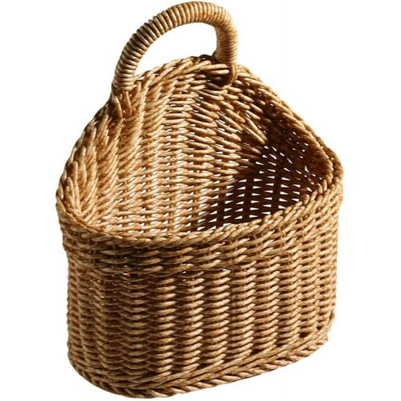 Wall Hanging Basket Woven Storage Basket Wicker Basket with Handle for Kitchen Storage Basket