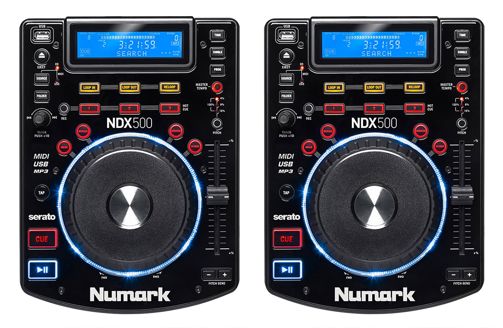 2) Numark NDX500 Single DJ Tabletop USB/CD Media Player And Software Controllers