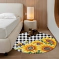 thumbnail image 3 of Sunflower Bee Round Area Rug 4 FT, Non Slip Indoor Outdoor Rug, Black White Lattice Yellow Floral Flower Washable Soft Circular Carpet Non-Shedding Floor Mat for Coffee Table Nursery Foyer Balcony, 3 of 8