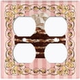 thumbnail image 3 of Metal Light Switch Plate Cover Naked Marshmallow Chocolate Cake Striped Wallpaper Pink CAK056, 3 of 13
