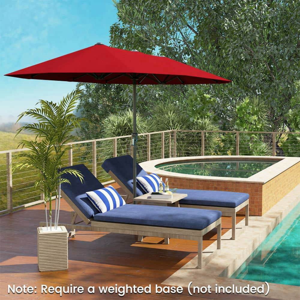 Yardi Yarda 13 Feet Large Patio Umbrella, Double-Sided Table Market Umbrella with Crank Handle for Outdoor, Red
