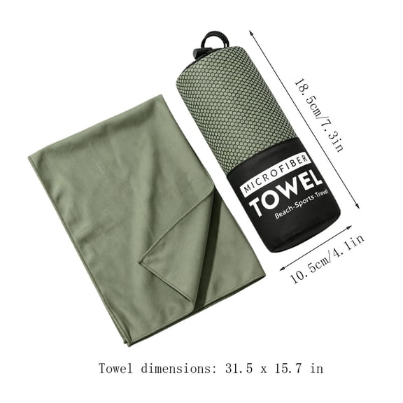 Travel Towel, Soft Quick Dry Towel, Super Absorbent Compact Travel & Sports & Beach Towels for Camping, Backpack, Gym, Swimming, Yoga, Hiking Army Green