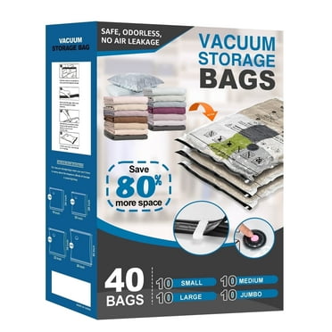 Cubepoint 40 Pack Vacuum Storage Bags, 10 Jumbo/10 Large/10 Medium/10 Small Vacuum Seal Bags for Clothes, Space Saver Bags