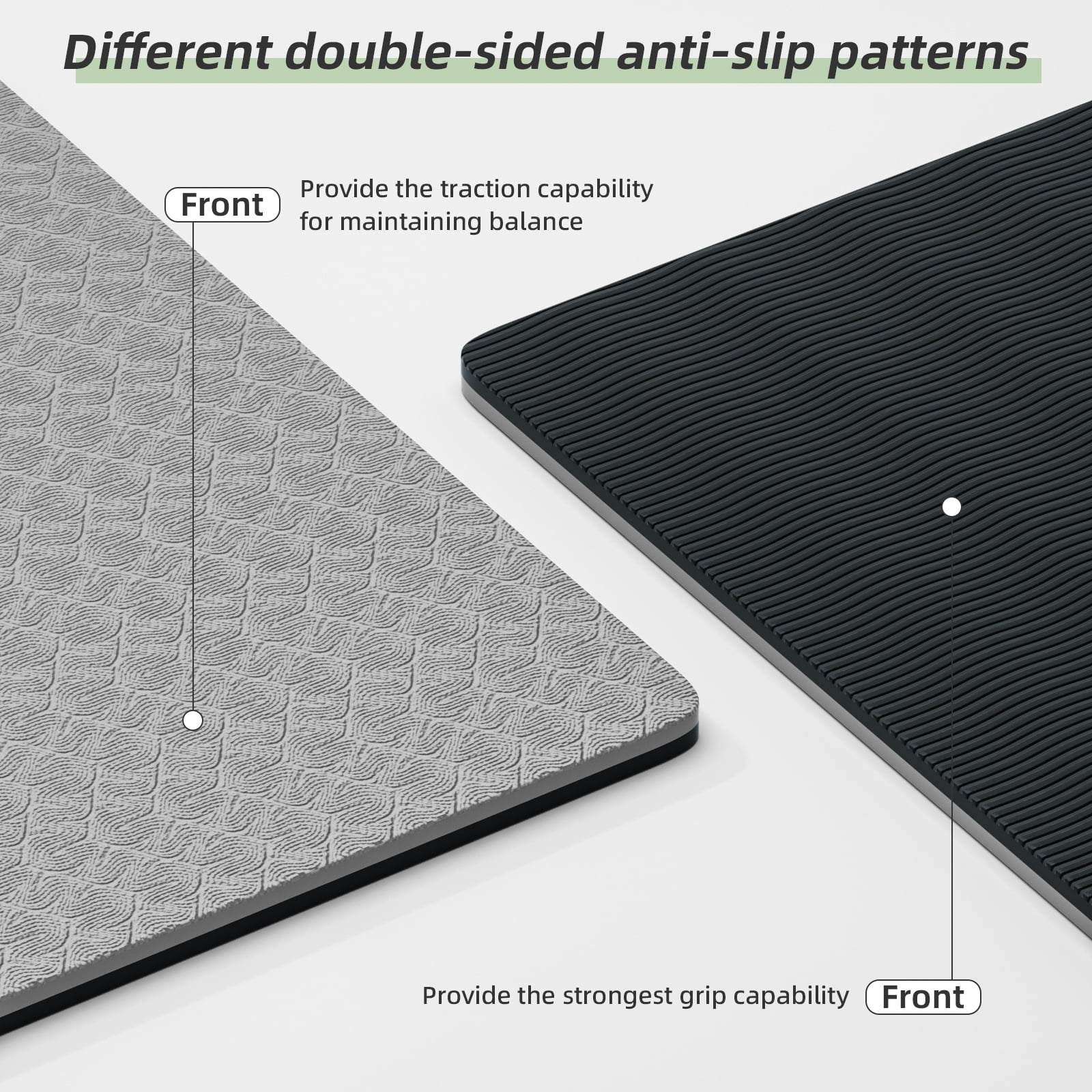BAIMA Workout Mat Thick 8mm,Roll-up Pilates Mats Wide,Non Slip Matt,Eco Friendly TPE for Home,Gym,office,Floor Exercise,71"x 24"(Lightgrey+Black)
