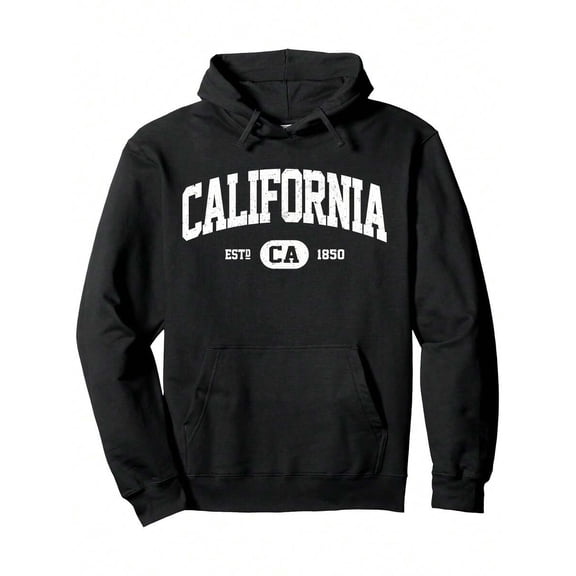 Men'S Hoodie 250g 50%Cotton + 50% Polyester - California Sweatshirt Retro Vintage California Hoodie Gifts Pullover Hoodie