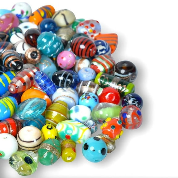 Craft Attic 100-Piece Assorted Glass Beads for Jewelry Making, Necklaces