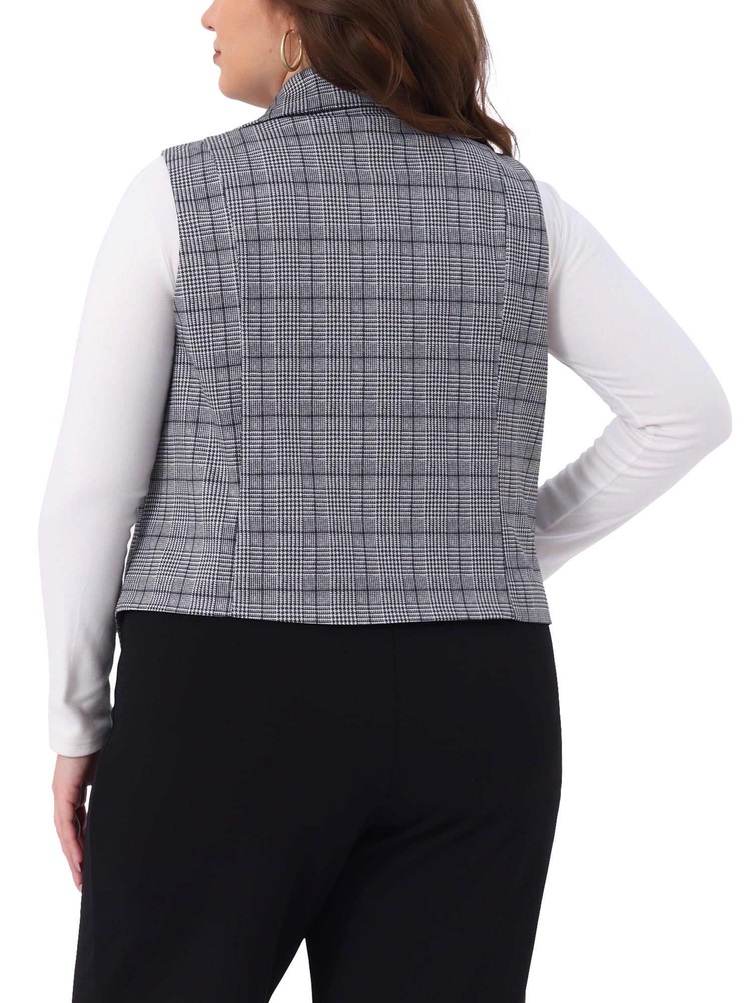 DARING DIVA Women's Plus Size Vintage Office Plaid Steampunk Checkered Vest 4X Grey