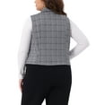 thumbnail image 4 of DARING DIVA Women's Plus Size Vintage Office Plaid Steampunk Checkered Vest 1X Grey, 4 of 6