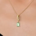 thumbnail image 3 of Gem Stone King 14K Yellow Gold Green Prasiolite and Lab Grown Diamond Pendant Necklace for Women | 1.53 Cttw | Gemstone Birthstone | Emerald Cut 8X6MM | With 18 inch Chain, 3 of 6