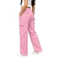 thumbnail image 6 of Ticikt Kids Cargo Sweatpants, Drawstring Elastic Waist Solid Color Straight Leg Soft Breathable Casual Sports Trousers for Boys Girls,Pink, 6 of 6