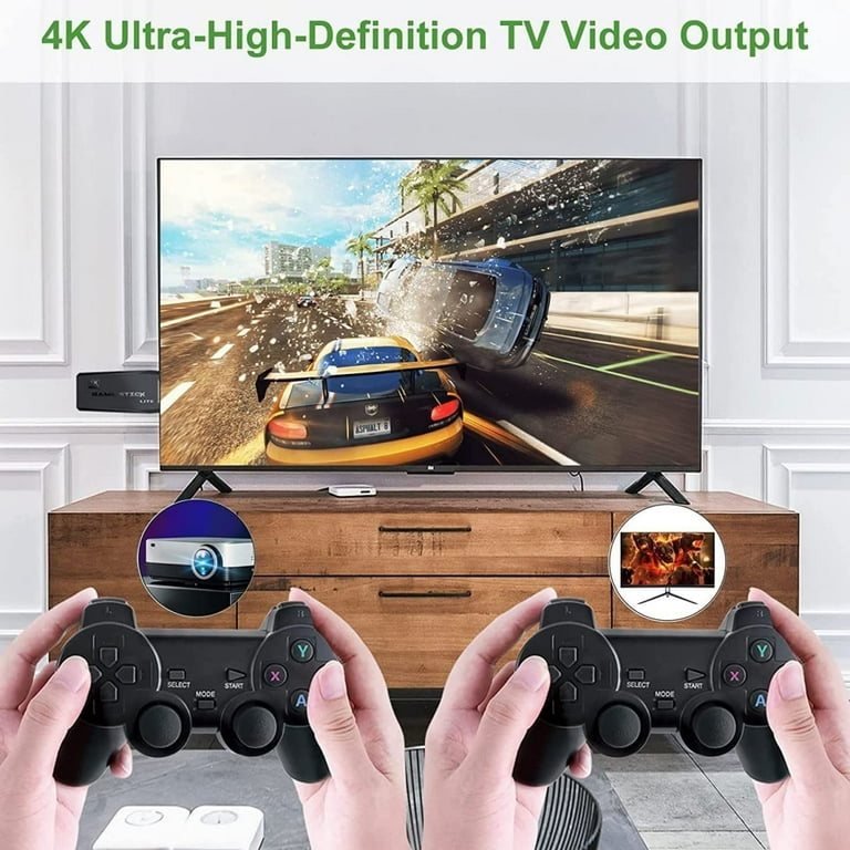 HDMI 4K TV Game Stick 64G 10000+ Game Video Game Consoles w/2 Wireless  Gamepad 64G 10000+ games 