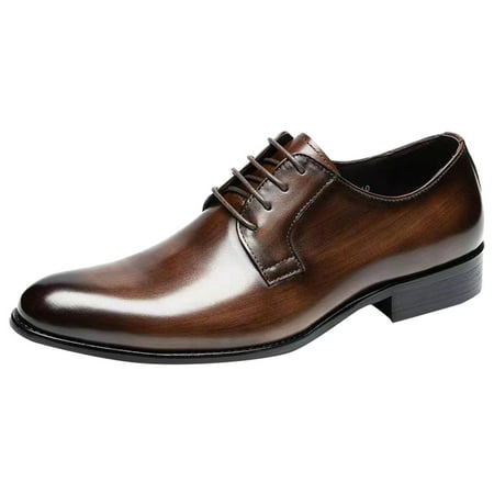 

Jungdeepe Men Leather Shoes Fashionable New Pattern Simple Solid Color Lace Up Pointed Low Heel Business Shoes Van s Mens Shoes High Top Leather Mens Leather Shoes Soft Sole Mens Casual Shoes Wide