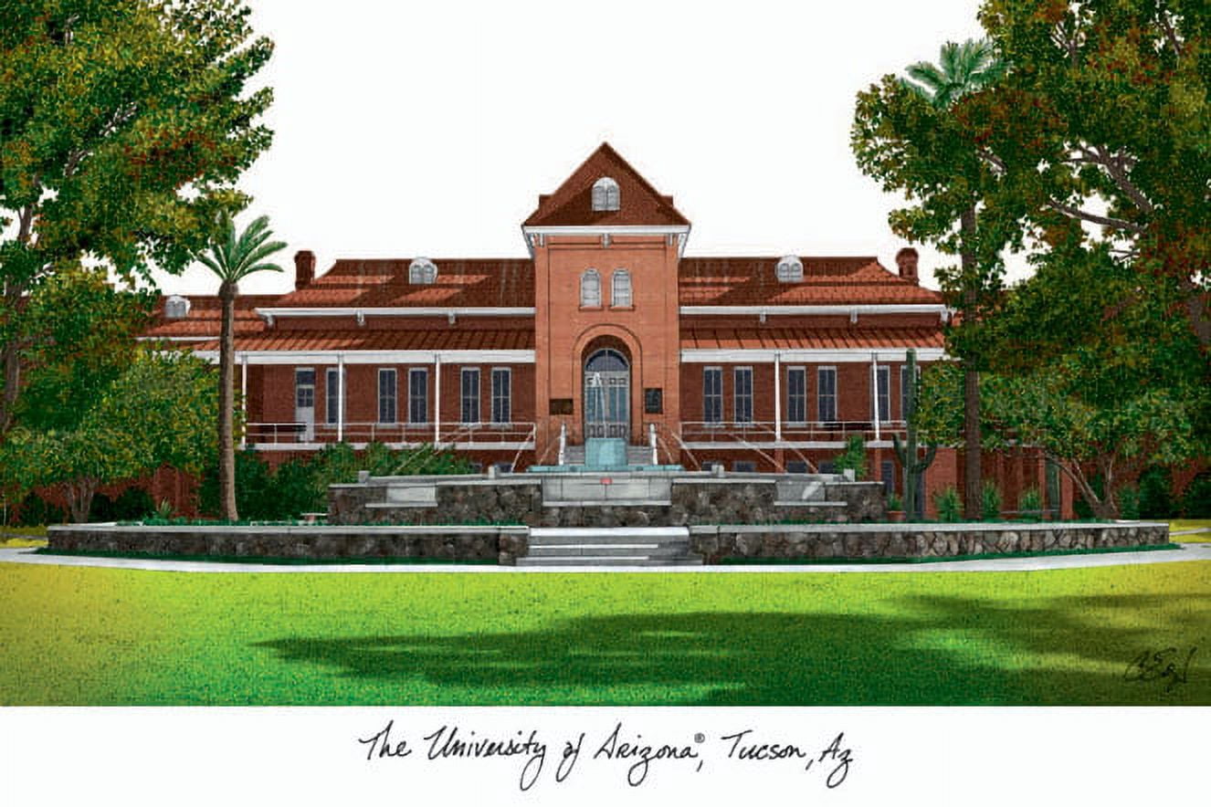 University of Arizona 11w x 8.5h Manhattan Black Single Mat Gold Embossed Diploma Frame with Bonus Campus Images Lithograph (value savings at $59)