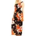 thumbnail image 3 of Sakkas Iyabo Women's Sleeveless Casual Summer Floral Print Dress Maxi Long Stretch - B-Orange - One Size, 3 of 5